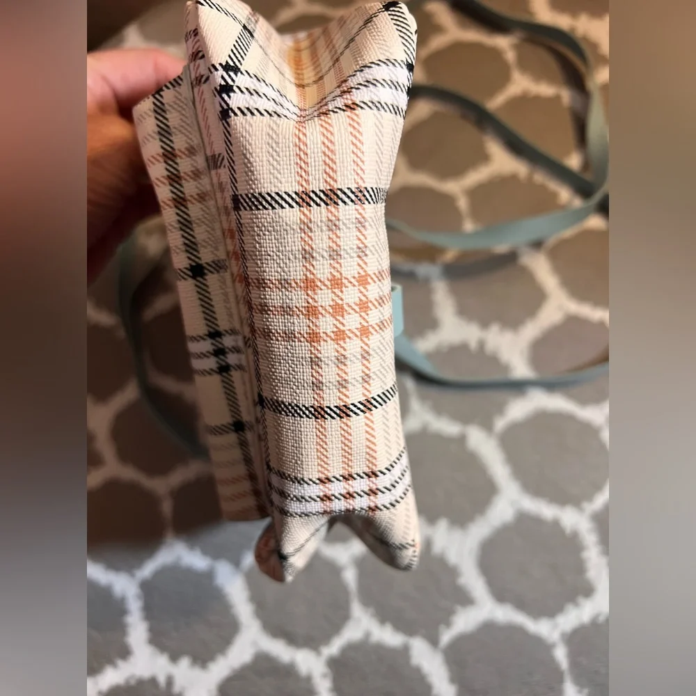 Plaid Mini Backpack with Blue Straps